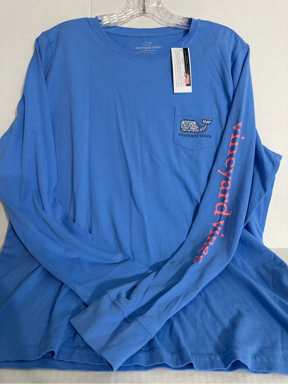 Vineyard Vines Logo Graphic Long Sleeve Light Blue T Shirt